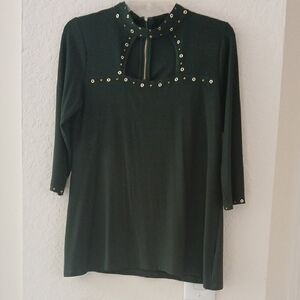 Belldini Olive Top with Gold Details